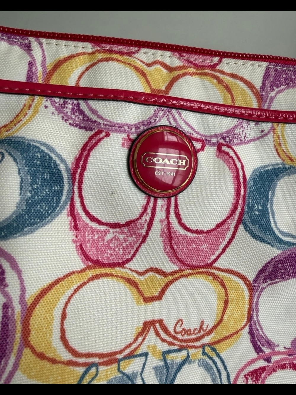 Coach Multicolor Signature Scribble Crossbody Purse Like New - Picture 4 of 15
